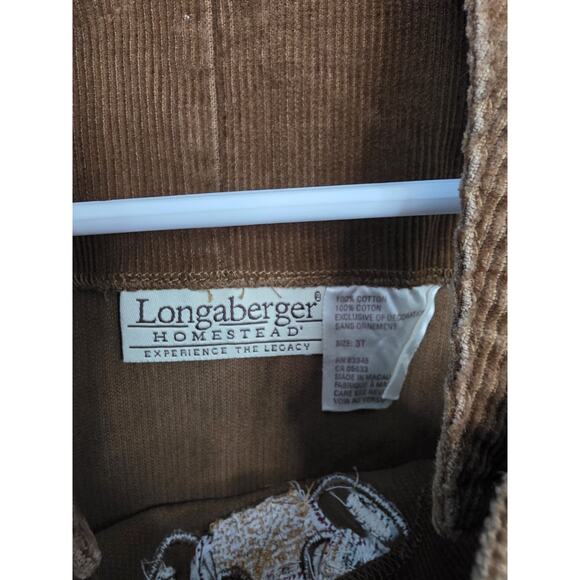 Longaberger Baskets Homestead Girls Size 3T Brown Corduroy Jumper Dress - Picture 5 of 5